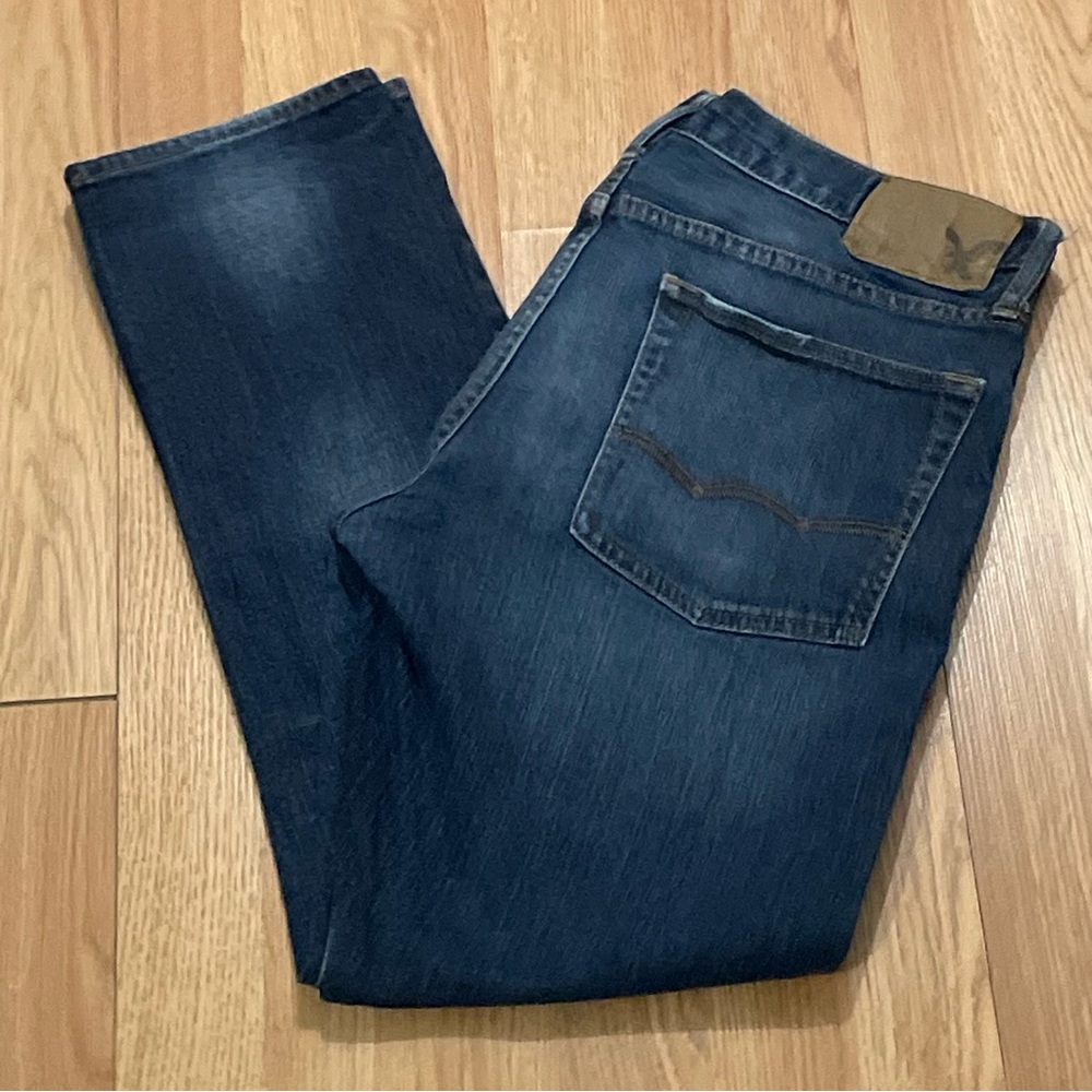 American Eagle Outfitters Mens 34x30 (33x28) Slim Jeans Dark Blue Denim Mid Rise